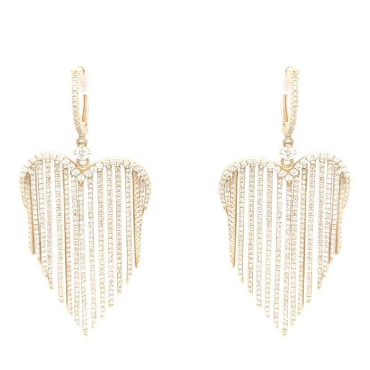 Diamond Heart Hangle Tassle Earrings