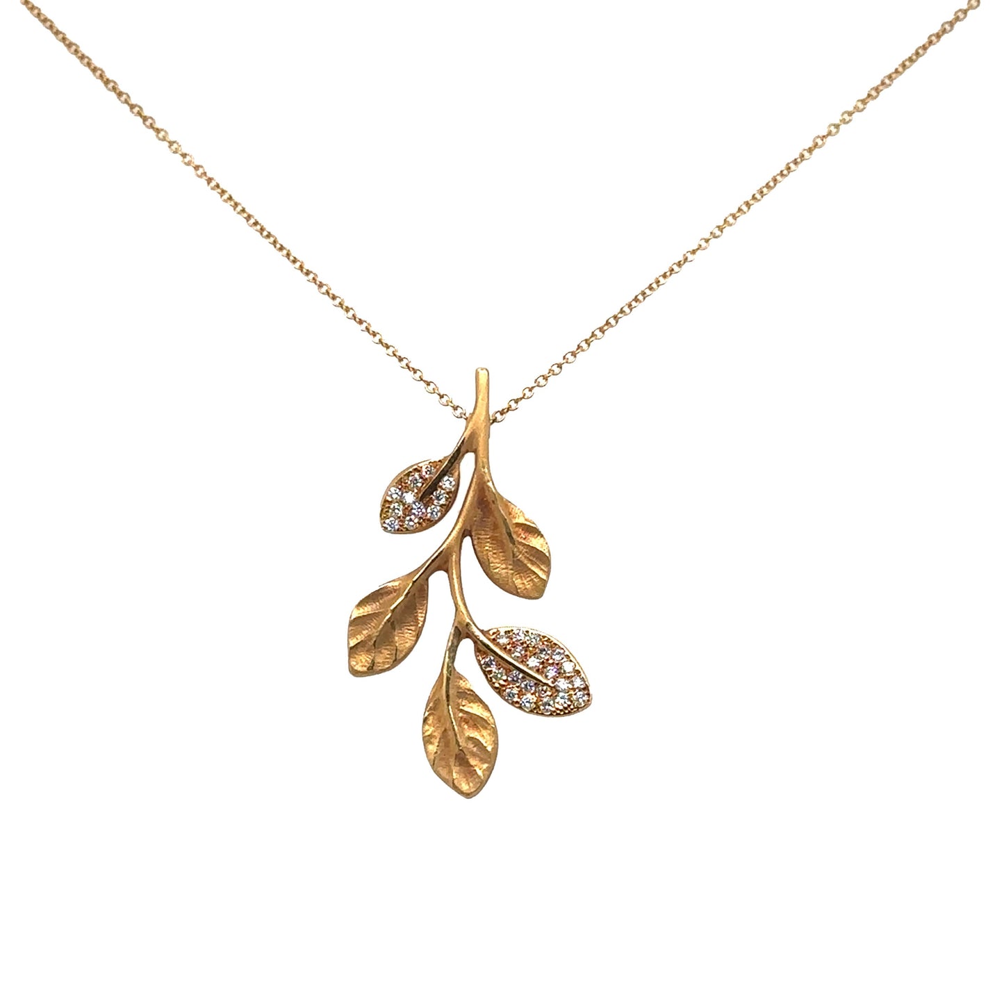 Matte Leaf Diamond Necklace