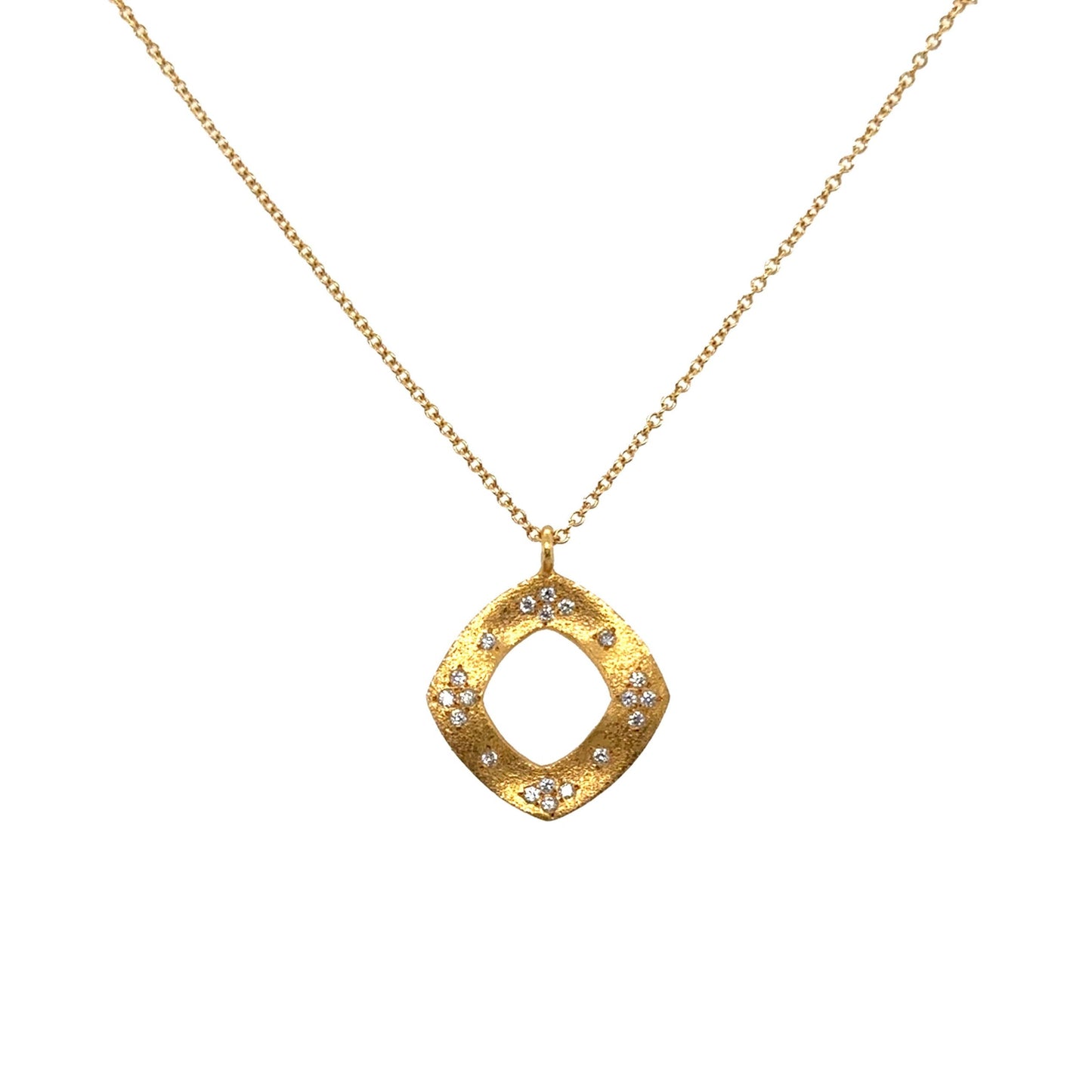 Sand Finished Square Diamond Necklace