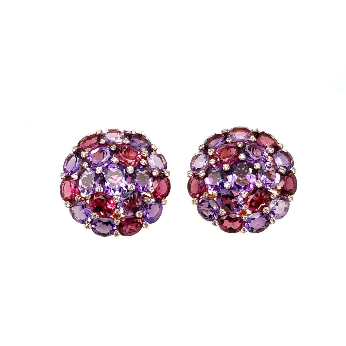 Purple Amythyst And Diamond Studs