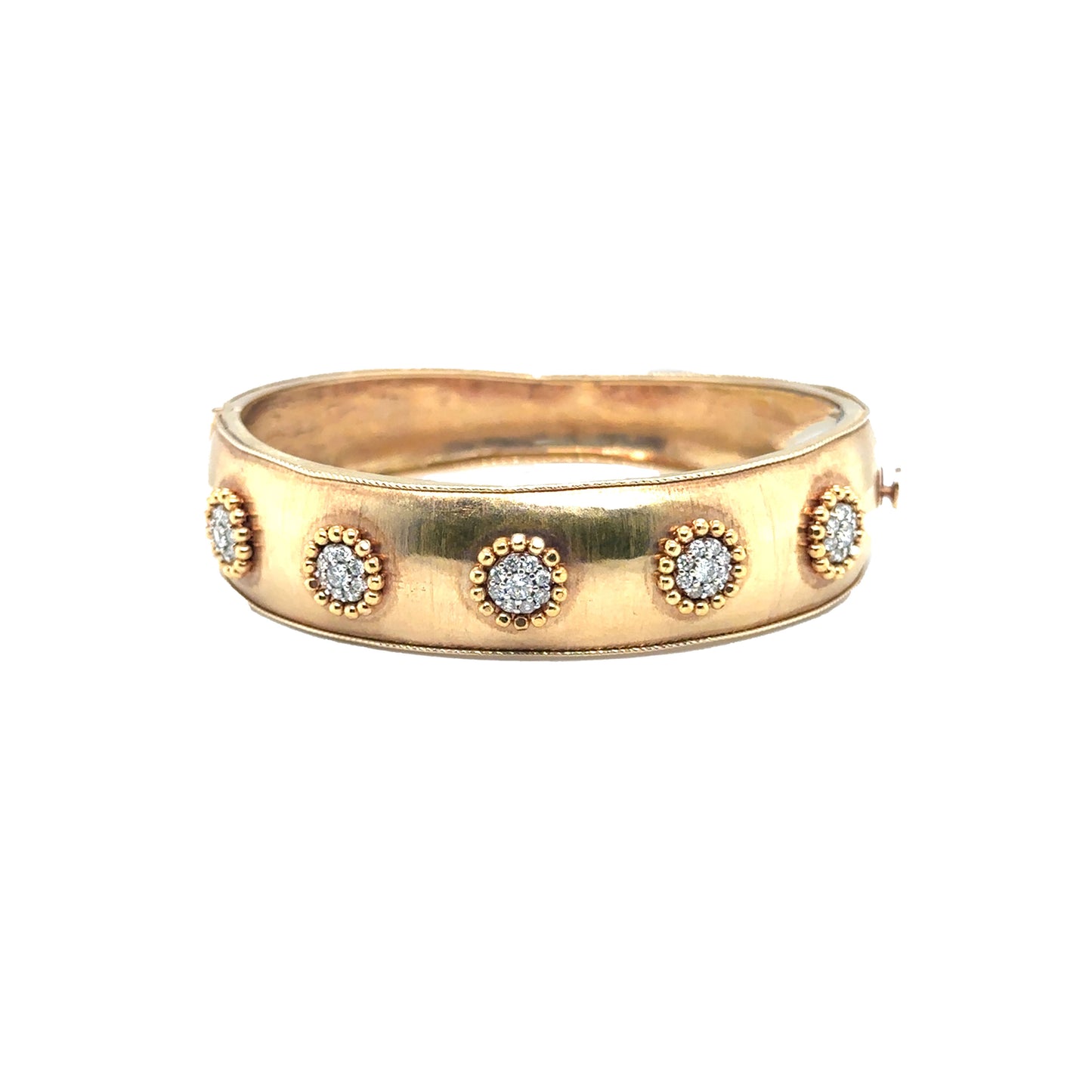 Thick Cuff Bangle with Diamond Floral Clusters