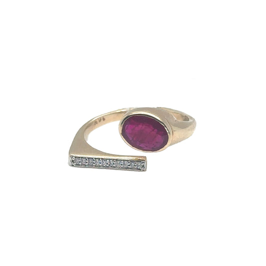 Ruby Open Ring with Diamonds