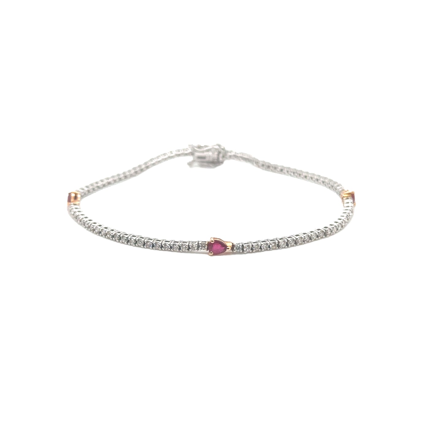 Tennis Bracelet with Ruby Pear Pattern