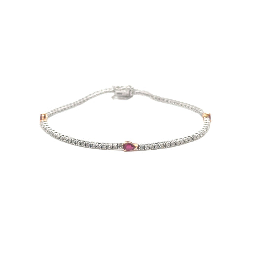 Tennis Bracelet with Ruby Pear Pattern