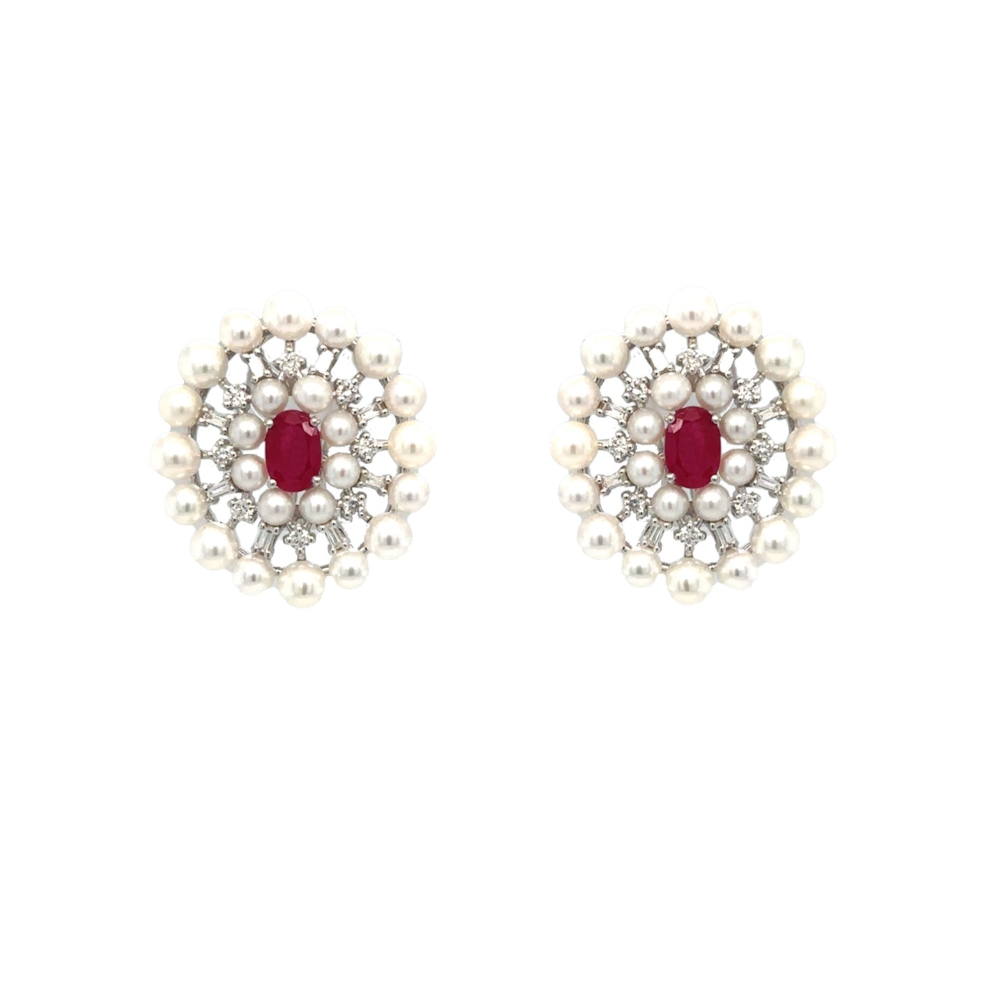 Pearl And Ruby Diamond Statement Studs