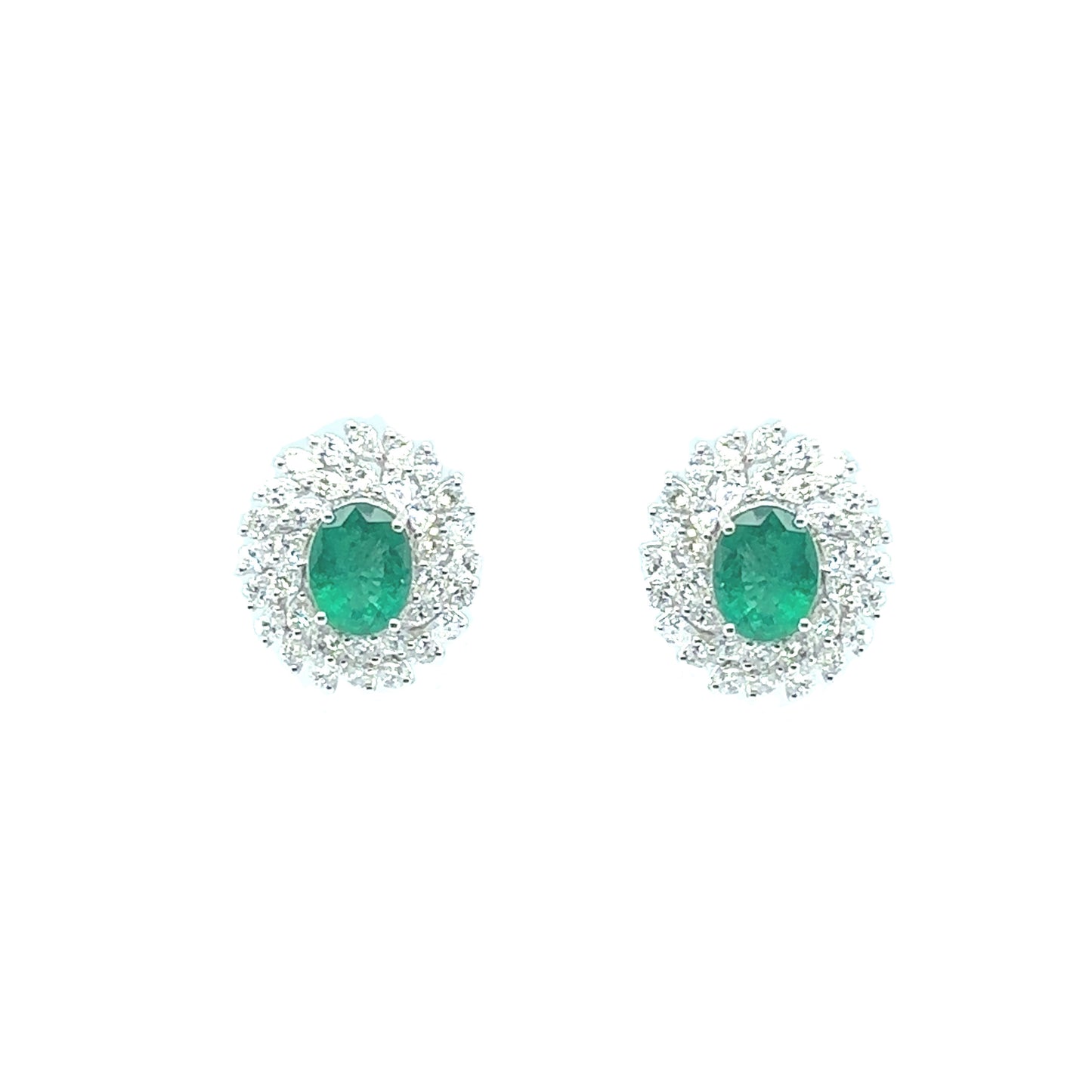 Emerald Statement Studs with Scattered Diamonds