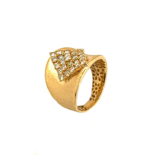 Sandblast Statement Ring with Diamond Center