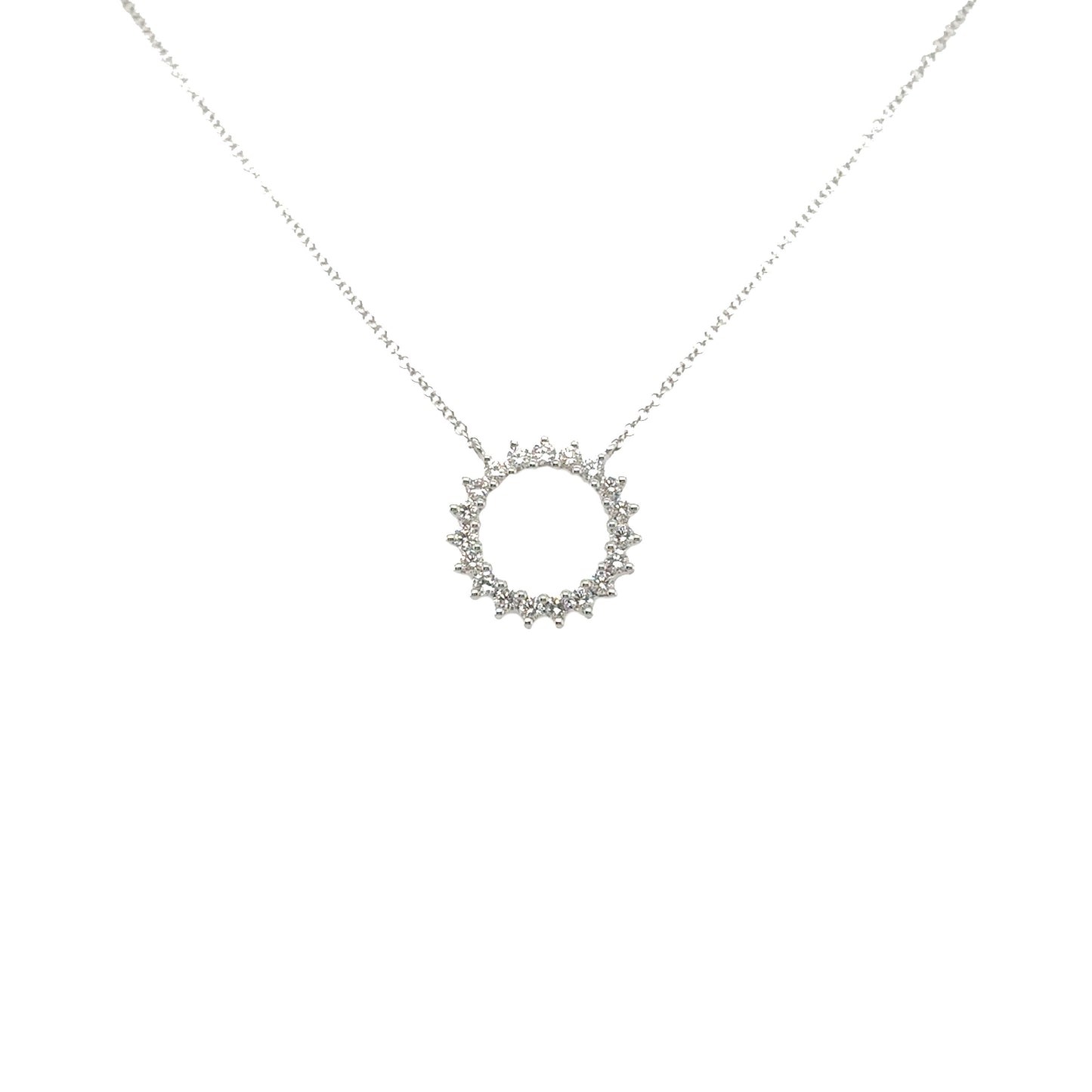 3 Prong Diamond Open Circle Necklace