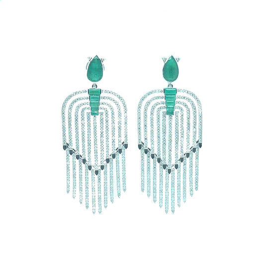 Emerald hanging Statement Earrings