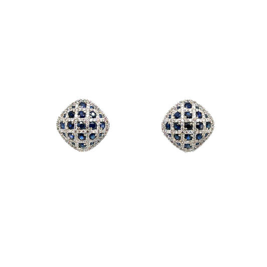 Diamond and Sapphire Cushion Studs