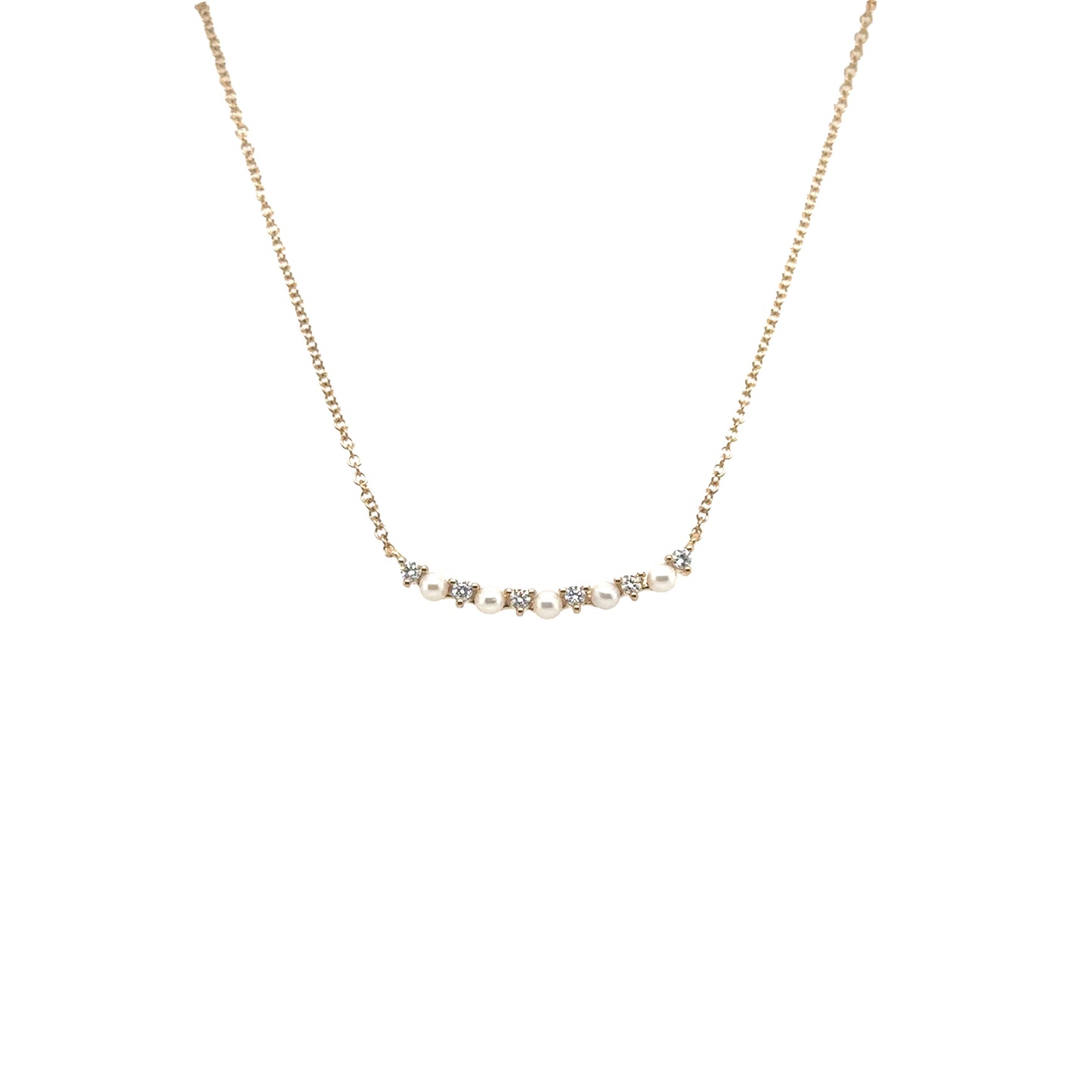 Pearl and Diamond Bar Necklace