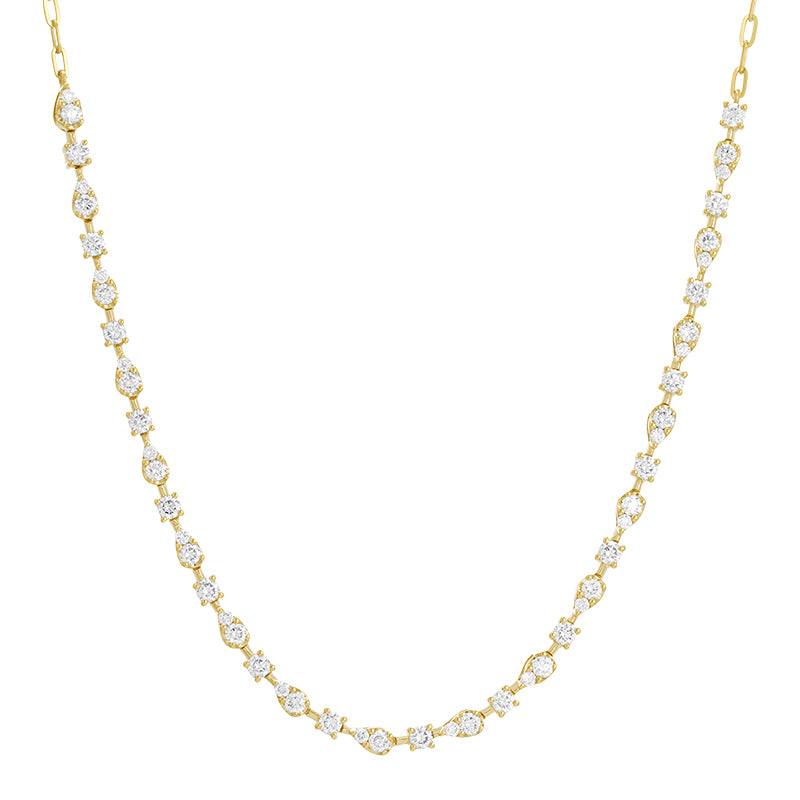 Yellow Gold station diamond chain necklace