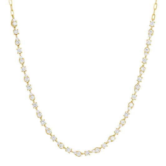 Yellow Gold station diamond chain necklace