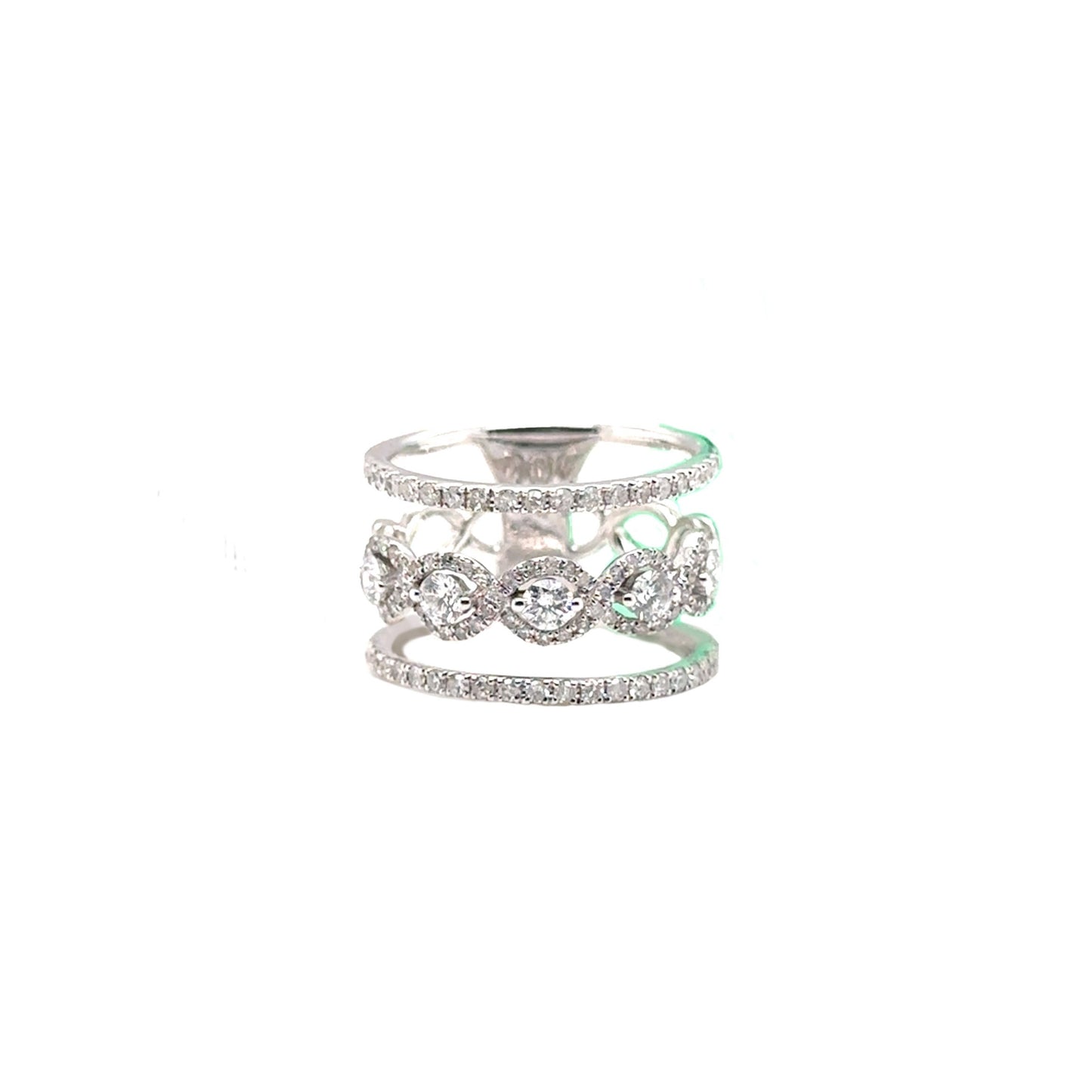 3 Layer Diamond Ring with Braided Halo