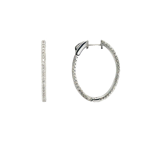 Oval Diamond Hoop Earrings