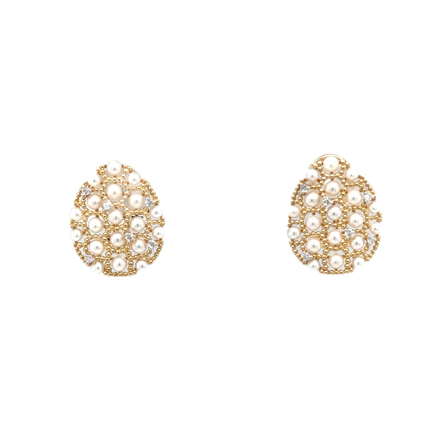 Pear Shape Pearl and Diamond Earrings