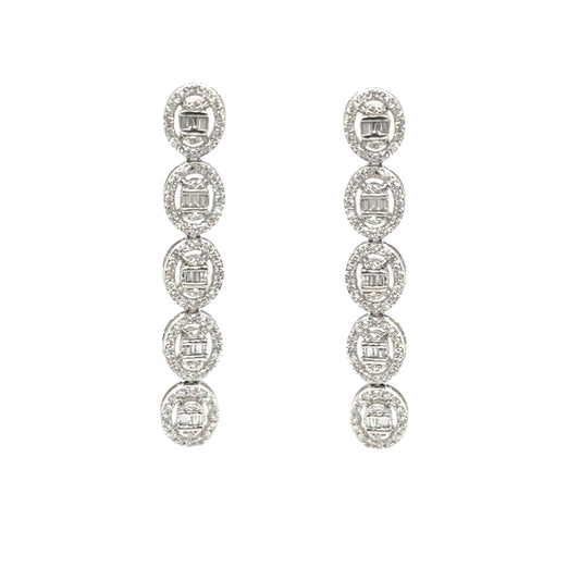 Oval Diamond Baguette Hanging Earrings