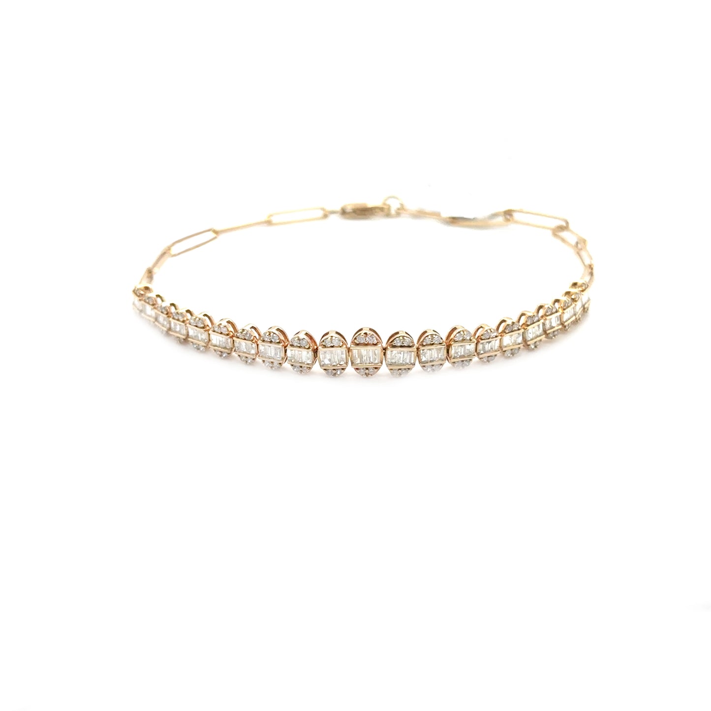 Oval Diamond Baguette Cluster Bracelet