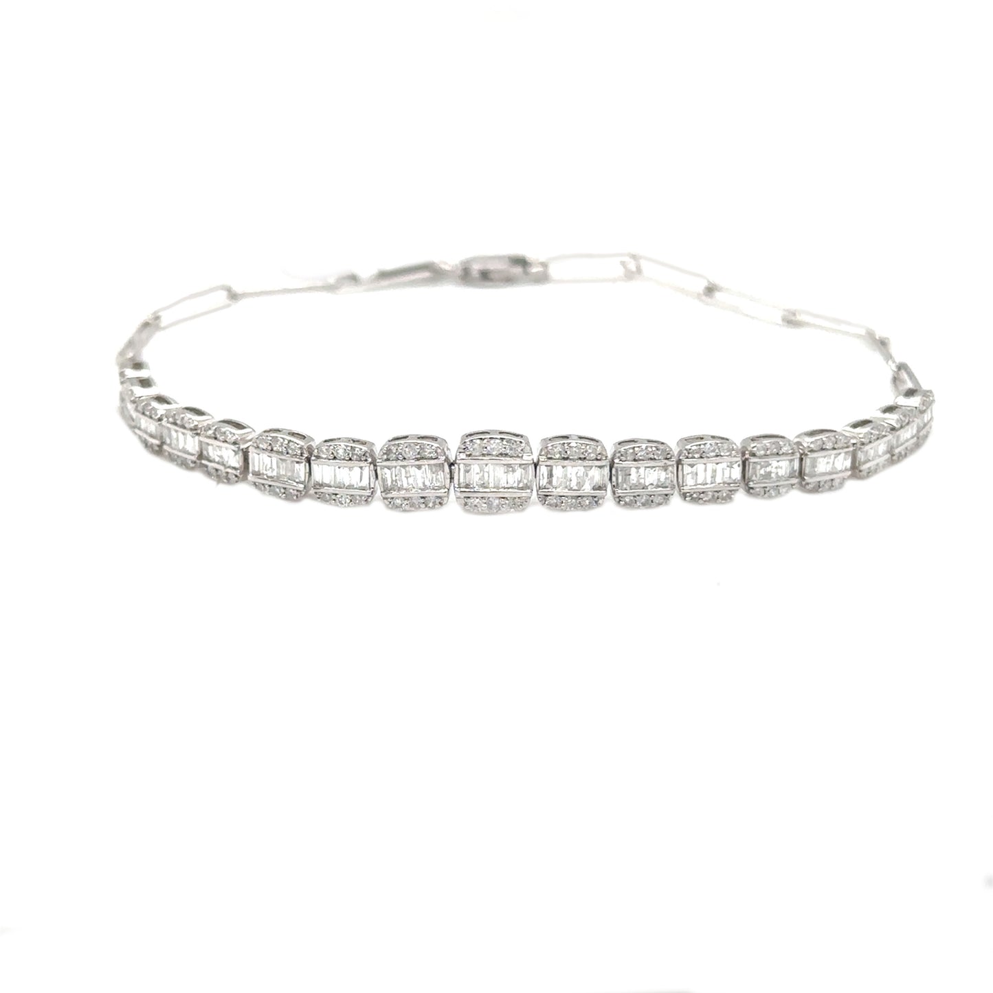 Square Diamond Baguette Cluster Bracelet