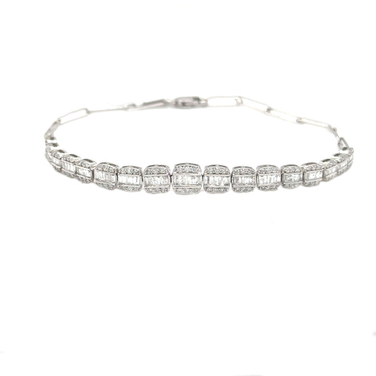 Square Diamond Baguette Cluster Bracelet