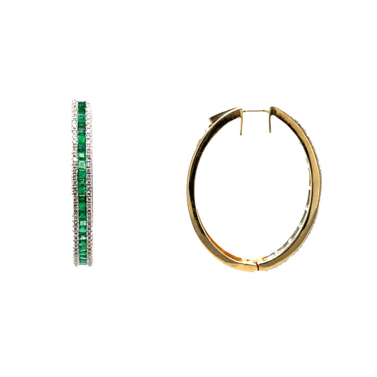 Diamond and Emerald Hoops