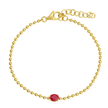 Ruby and Gold Beaded Bracelet