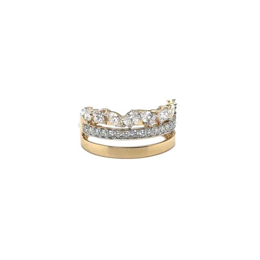 3 Band ring with Multi-Shape Diamonds