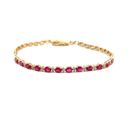 Oval Ruby and Diamond Bracelet