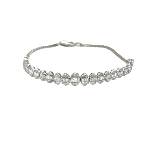 Oval Diamond Baguette Cluster Bracelet