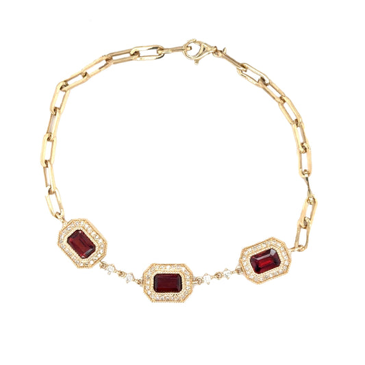 Radient Garnet Bracelet with Diamonds