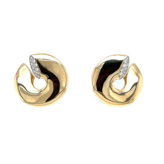 Gold Circle Front to Back Earrings