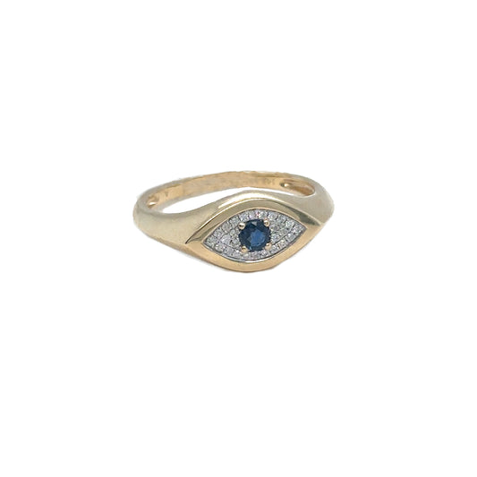 Sapphire and Diamond Eye Signet Ring