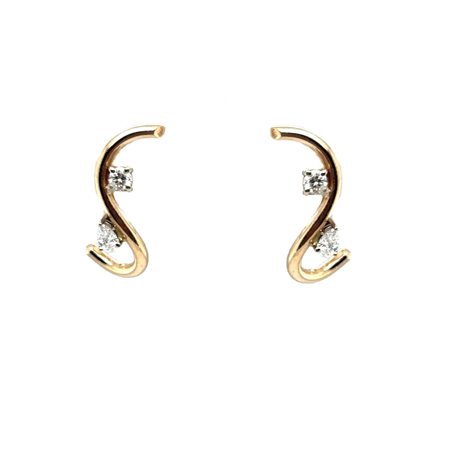 Round And Pear Shape Diamond Twisted Studs