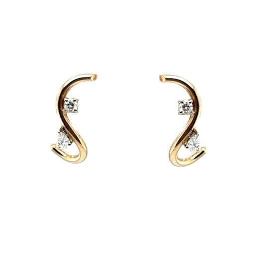 Round And Pear Shape Diamond Twisted Studs