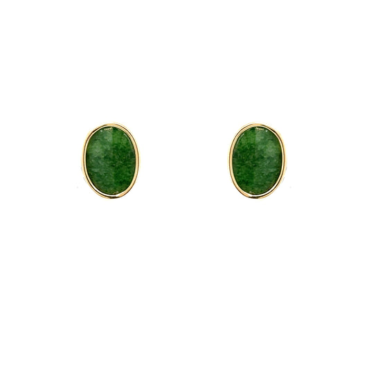 Oval Green Bezel Studs