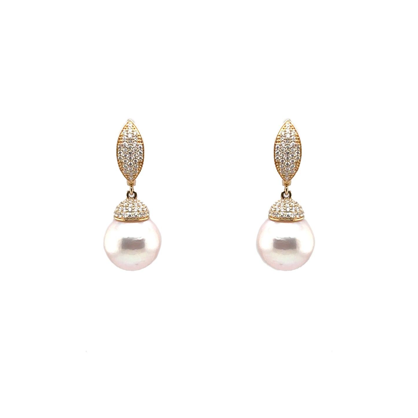 Pink Pearl Hanging Diamond Earrings