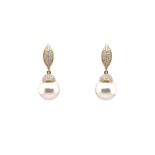 Pink Pearl Hanging Diamond Earrings