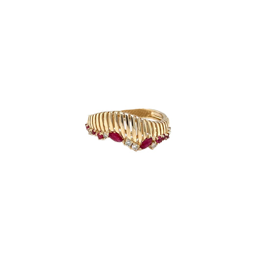 Ruby and Diamond Curved Cage Ring