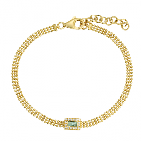 Beaded Emerlad Diamond Bracelet
