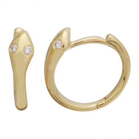 Snake Huggie Hoops with Diamond Eyes