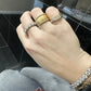 Hammered Yellow Gold Ring with Diamond rim