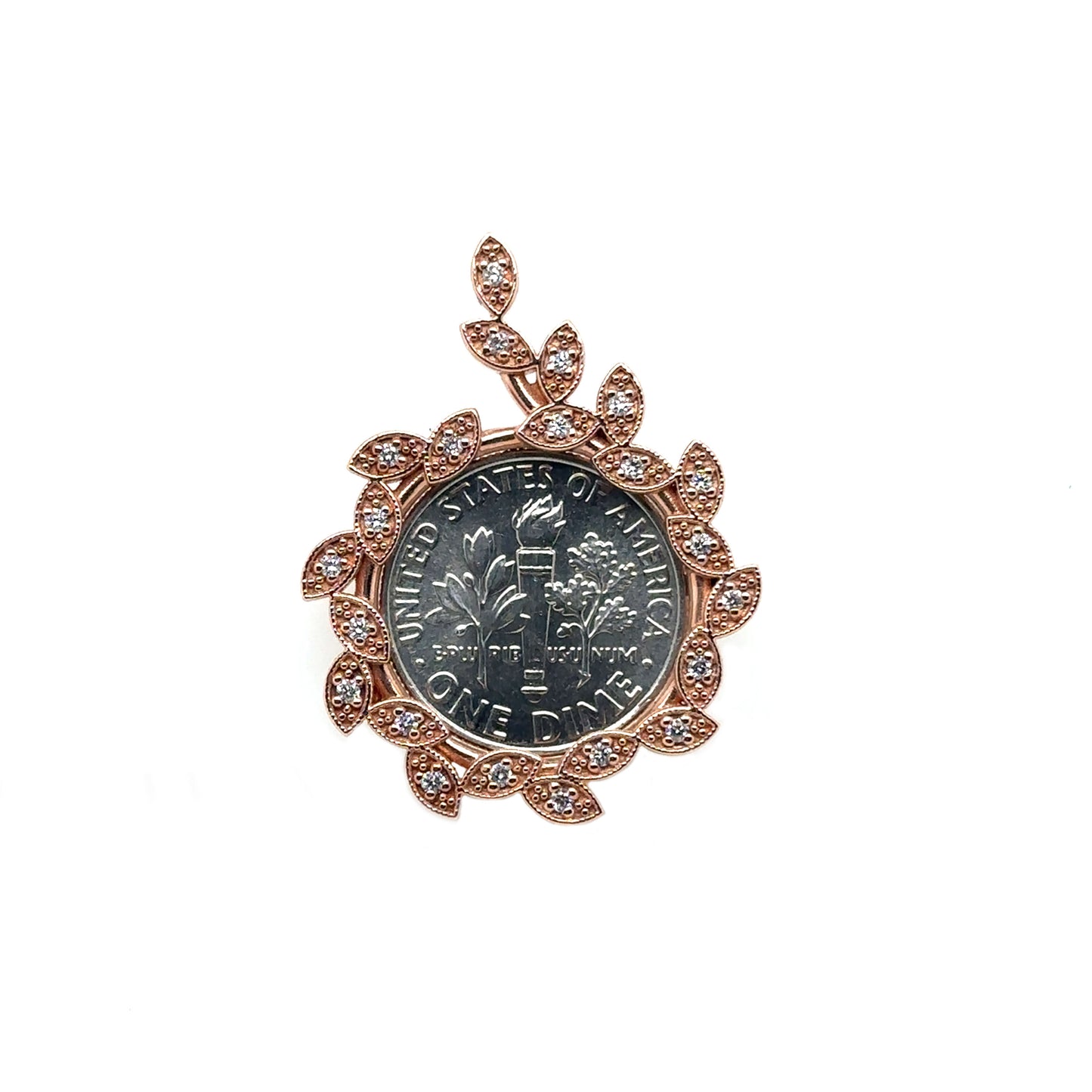 Scattered Leaf Diamond Dime Setting