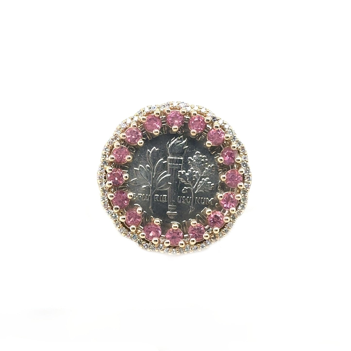 Tourmaline and Diamond Dime setting