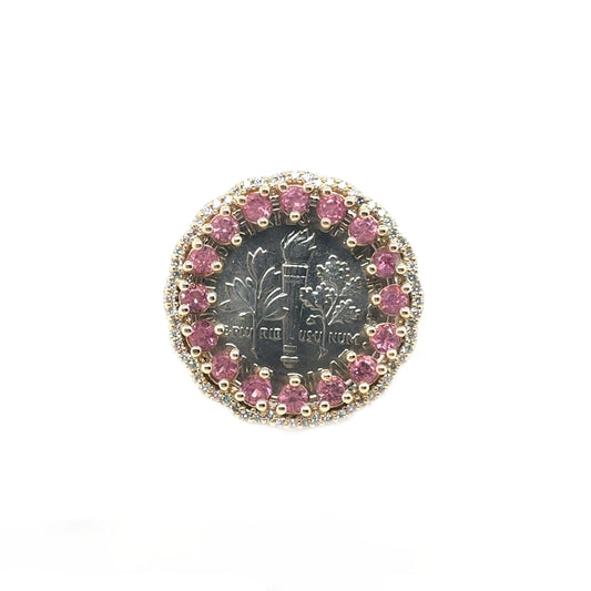 Tourmaline and Diamond Dime setting