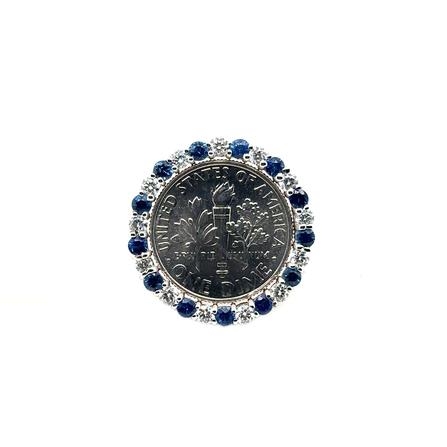 5pt Sapphire and Diamond Dime setting