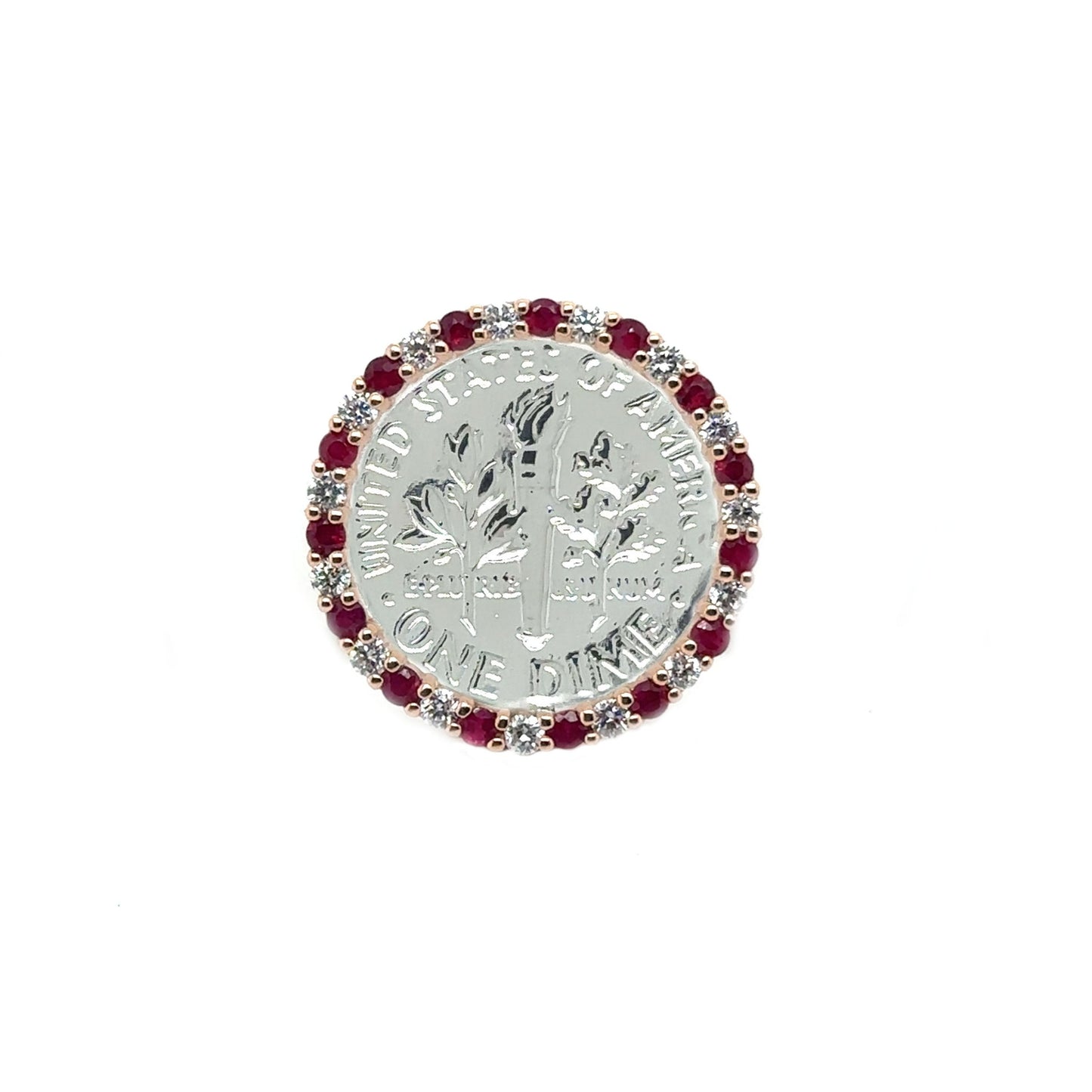 3pt Ruby and Diamond Dime setting