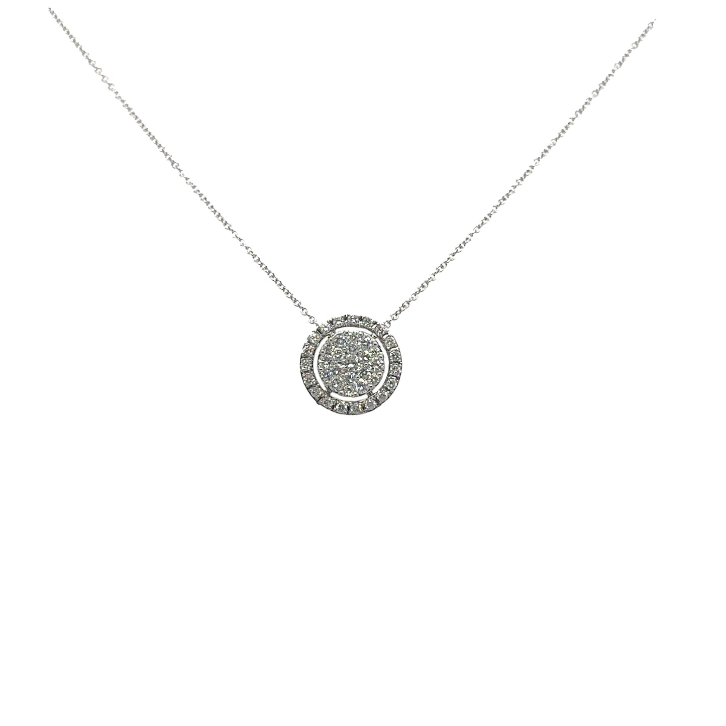 Pave Diamond Disk Pendant Necklace