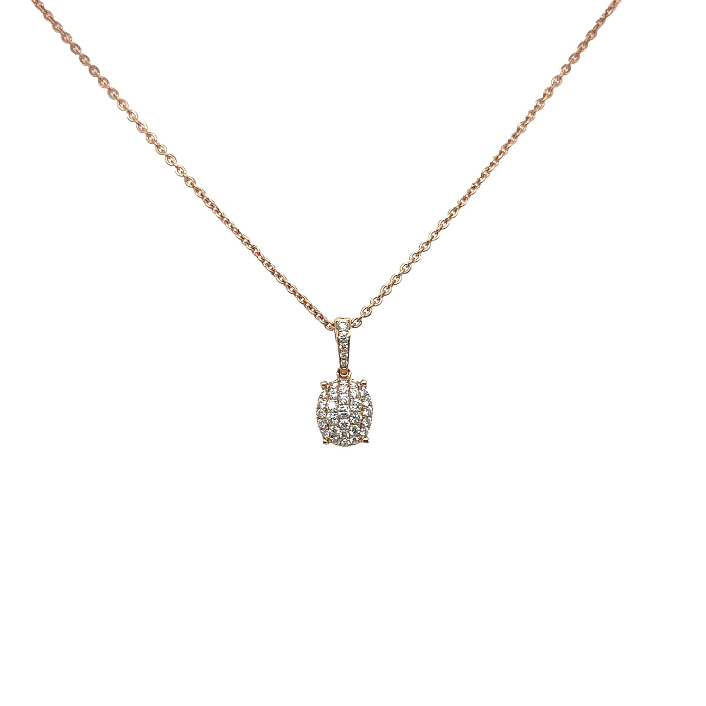 Pave Diamond Oval Pendant Necklace