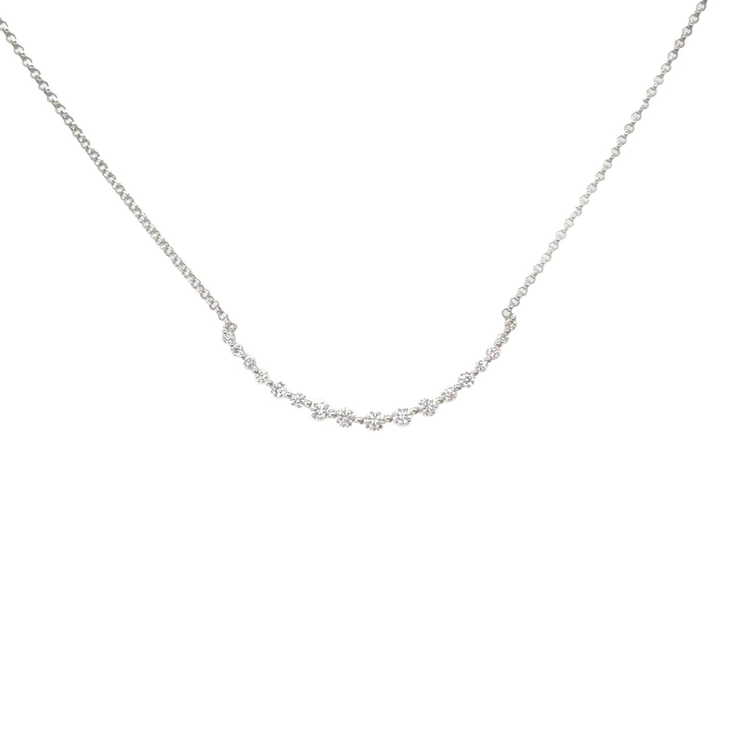 Shared Prong Diamond Bar Necklace