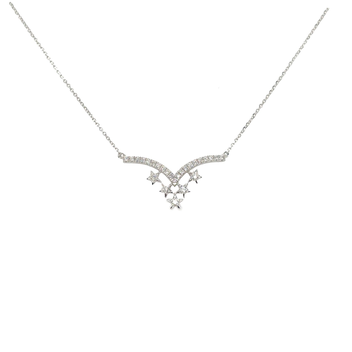 Star V Shape Diamond Bar Necklace